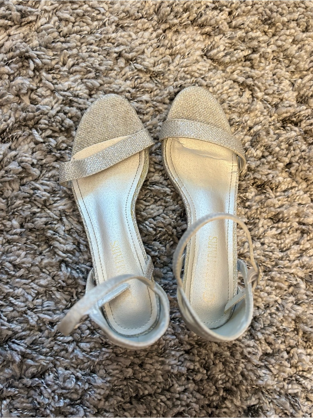 Silver Open-Toe Ankle Strap Women's Heels